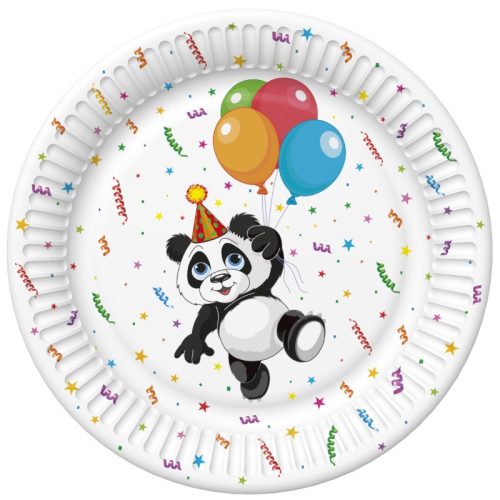 Állatos Funny Panda papírtányér 8 db-os 22,7 cm