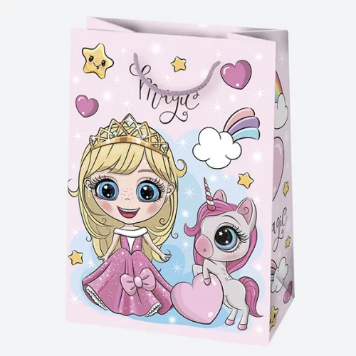 Színes Party papír ajándéktasak, ajándékzacskó 23x32x11 cm