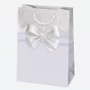 Fehér Bow papír ajándéktasak, ajándékzacskó 23x32x11 cm