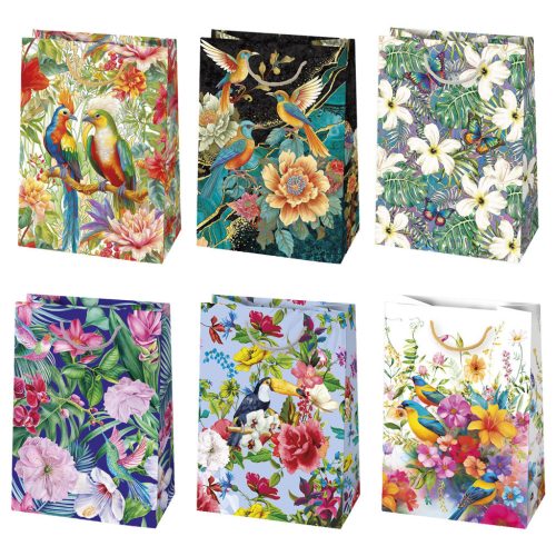 Virág Birds papír ajándéktasak, ajándékzacskó 23x32x11 cm