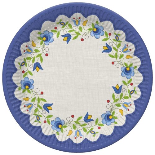 Hímzés Folk papírtányér 8 db-os 18 cm