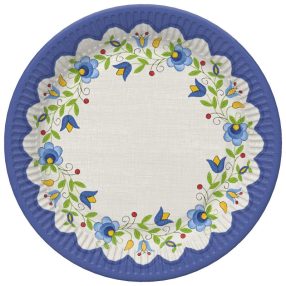 Hímzés Folk papírtányér 8 db-os 22,7 cm