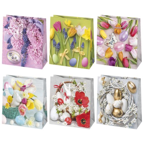 Húsvét Spring papír ajándéktasak, ajándékzacskó 15,5x15,5x8 cm