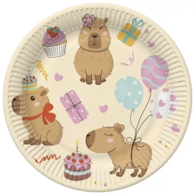 Happy Birthday Capybaras papírtányér 8 db-os 22,7 cm