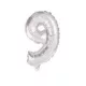 Ezüst Silver 9-es szám fólia lufi 10 cm