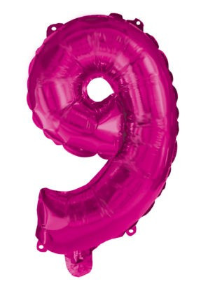 Rózsaszín Hot Pink 9-es szám fólia lufi 95 cm