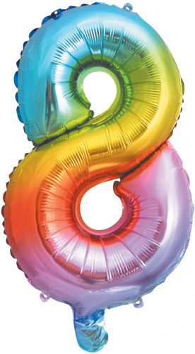 Színes Multicolour Metallic mini 8-as szám fólia lufi 35 cm