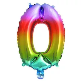   Színes Multicolour Metallic mini 0-ás szám fólia lufi 33 cm
