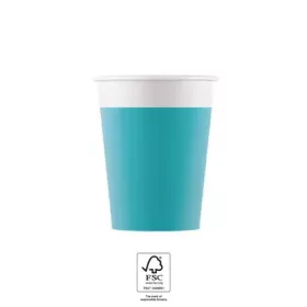 Unicolour Tirquoise, Kék papír pohár 8 db-os 200 ml FSC