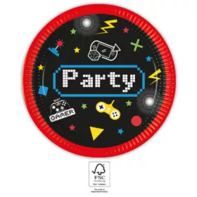 Gaming Party papírtányér 8 db-os 23 cm FSC