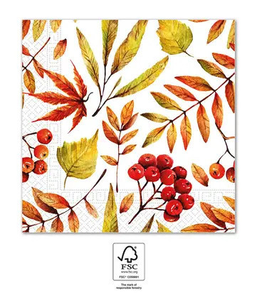 Levél Fallen Leaves szalvéta 20 db-os 33x33 cm FSC