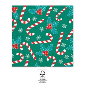 Karácsonyi Xmas Sugar Canes szalvéta 20 db-os 33x33 cm FSC