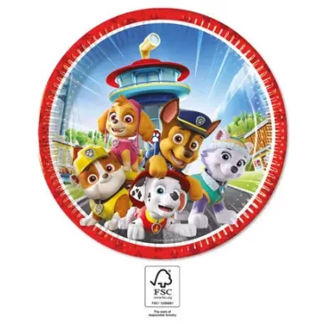   Mancs Őrjárat Rescue Heroes papírtányér 8 db-os 23 cm FSC