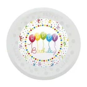   Happy Birthday Streamers micro prémium műanyag lapostányér 21 cm