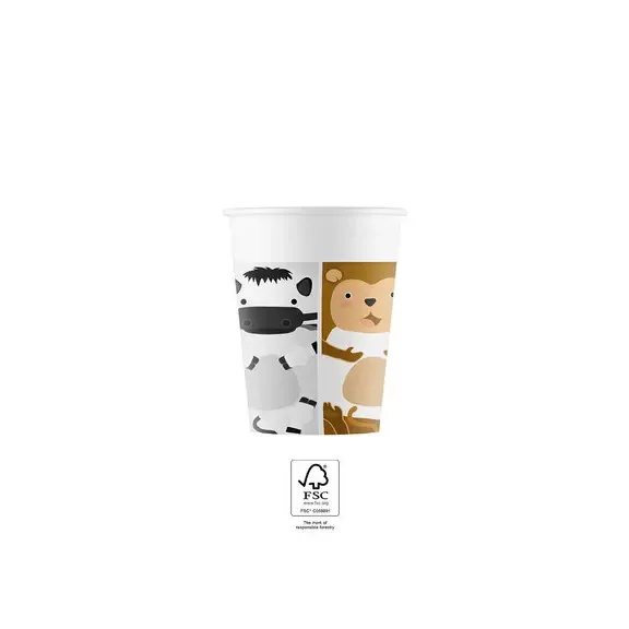 Állatos Zoo papír pohár 8 db-os 200 ml FSC