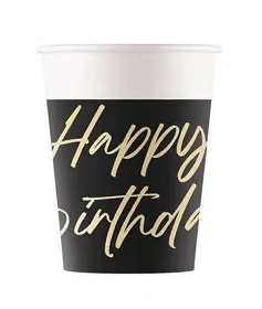 Happy Birthday Elegant papír pohár 8 db-os 200 ml FSC