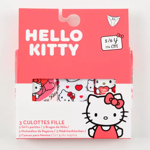 Hello Kitty Hearts gyerek fehérnemű, bugyi 3 darab/csomag 3 - 8 év / 98 - 128 cm