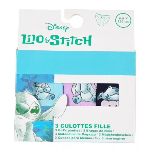 Disney Lilo és Stitch, A csillagkutya Alien gyerek fehérnemű, bugyi 3 darab/csomag 6 - 12 év / 116 - 152 cm