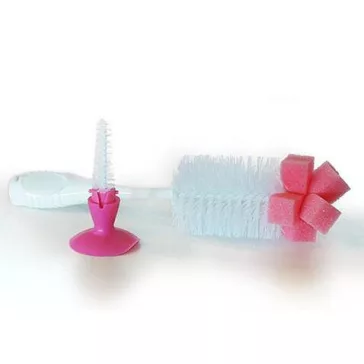 Kézi üveg és cumi tisztító kefe 2in1 PINK