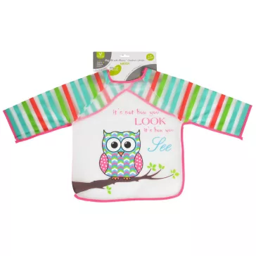 BIB előke hosszú ujjas Messy BAGOLY/ PINK