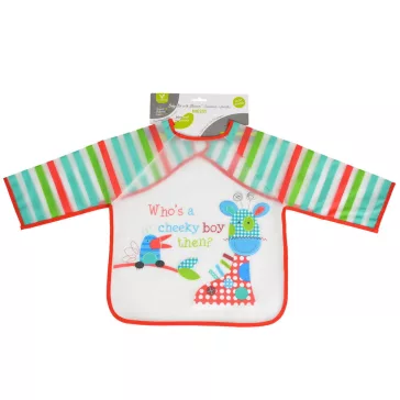 BIB előke hosszú ujjas Messy BOY/PIROS