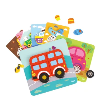 Tooky Toy fapuzzle 6in1 mini JÁRMŰVEK