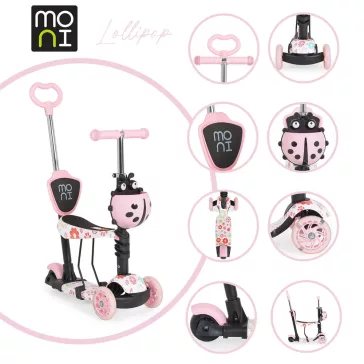 MONI Lollipop roller üléssel katicás pink