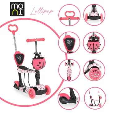 MONI Lollipop roller üléssel katicás piros