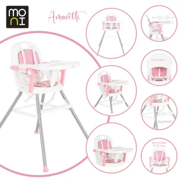 MONI Amaretti 3in1 szétszedhető etetőszék pink