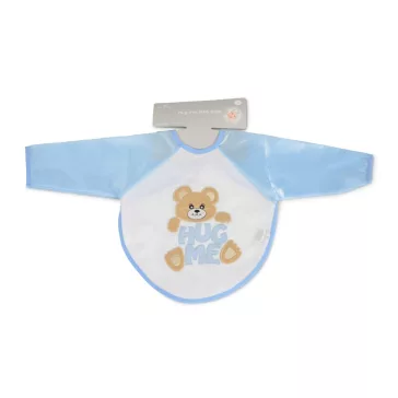   BEAR előke hosszú ujjal, macis mintával, pvc/textil HUG ME/ KÉK