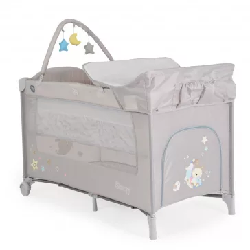   MONI Sleepy összecsukható luxus utazóágy 2 szint+pelenkázó+ játék SZÜRKE