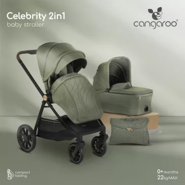   CELEBRITY  multifunkciós 2 részes 2IN1 babakocsi szett ZÖLD