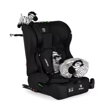   SECURITY autós ülés belső övvel, isofix, ajándék 2plüss+párna 76-150cm FEKETE
