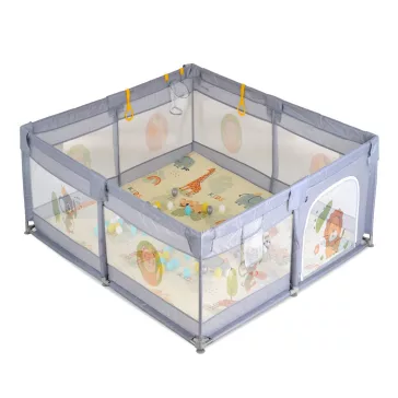   GAMEZONE járóka  összecsukható szőnyeggel, 60 labdával 120x120 SZÜRKE