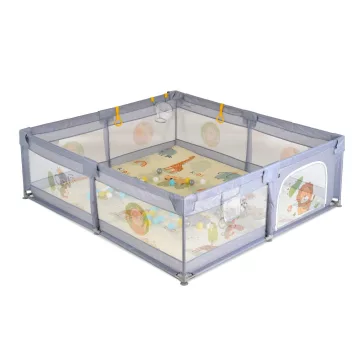   GAMEZONE  járóka összecsukható szőnyeggel, 60 labdával 180x200 SZÜRKE
