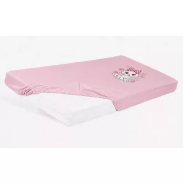   Lepedő babaágyba gumis szegéllyel 60x120 - 70x140cm matracra RÓZSA/KISEGÉR