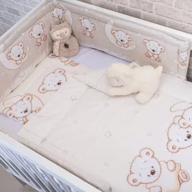   DOMBABY 3 részes ágynemű garnitúra fejvédővel  MACIS BÉZS