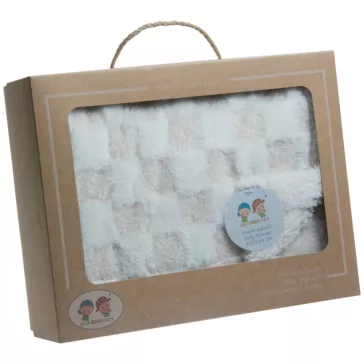   Gamberritos takaró plüss/sherpa kockás 80x110cm bézs 10760