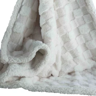   Gamberritos takaró plüss/sherpa kockás 80x110cm bézs 10760