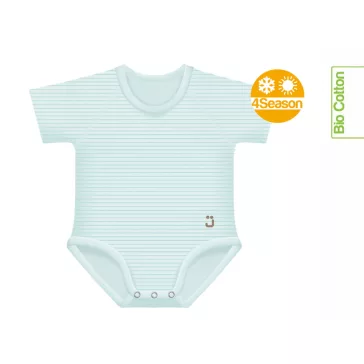   J Bimbi kombidressz 0-36 hó biopamut 4 Seasons csíkos aqua zöld 12029