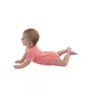   J Bimbi kombidressz 0-36 hó biopamut 4 Seasons csíkos coral 12030