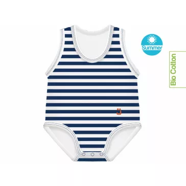   J Bimbi kombidressz 0-36 hó biopamut Summer csíkos sötétkék 12035