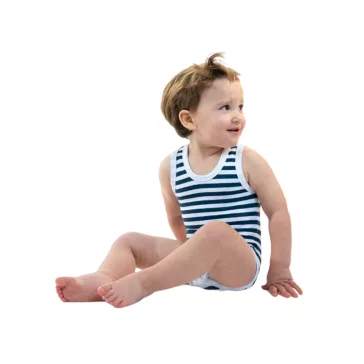   J Bimbi kombidressz 0-36 hó biopamut Summer csíkos sötétkék 12035