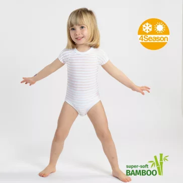   J Bimbi kombidressz 0-36 hó bambusz 4 Seasons csíkos barack 12043