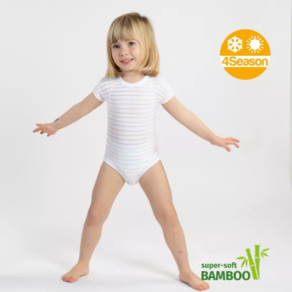 J Bimbi kombidressz 0-36 hó bambusz 4 Seasons csíkos barack 12043