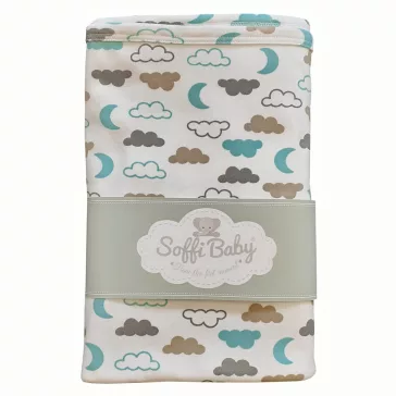 Soffi Baby takaró pamut dupla zöld felhõk 80x100cm