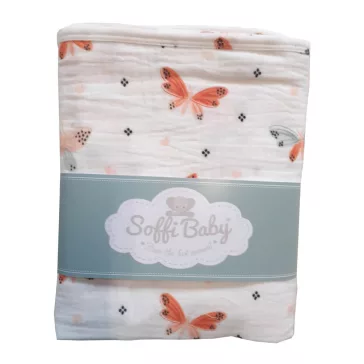 Soffi Baby takaró muszlin dupla pillangós 70x90cm