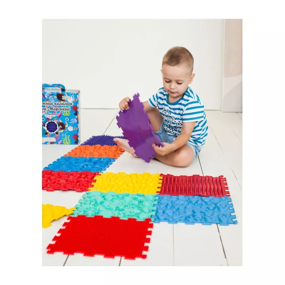 Szenzoros szőnyeg 20 elemből álló Puzzle Mix