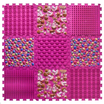   Puzzle Mix 9 elemből álló ortopédiai masszázs szőnyeg Rózsaszín