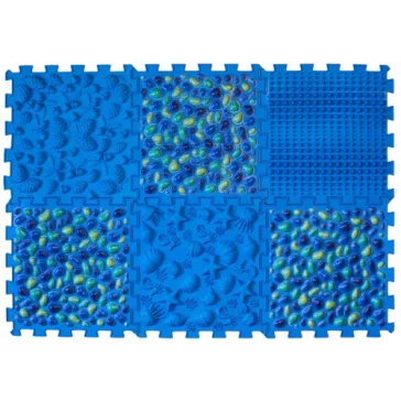 6 elemből álló Puzzle masszázs szőnyeg Kék kavics